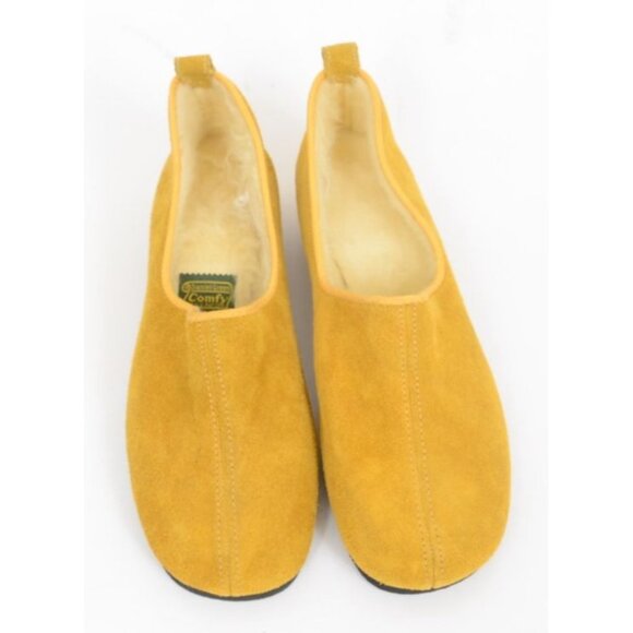 Vintage 60's Daniel Green Soft Suede Mustard Yellow Slip On Slipper Size 7 NEW - Picture 6 of 11